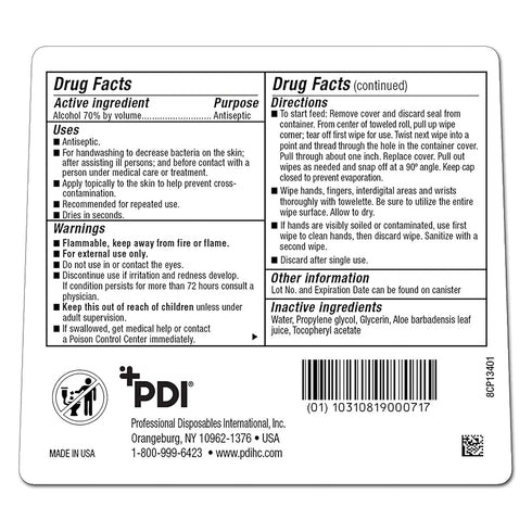 SaniHands ALC Antimicrobial Alcohol Gel Hand Wipe, 135 Per Canister