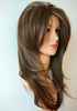 Long Layered Balayage Wig in Light Brown with Blonde Highlights, Synthetic Hair for White Women