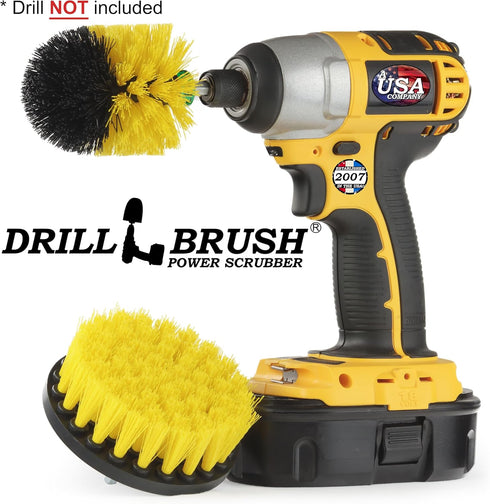 Carpet Cleaner Mini Corner Drill Brush and 4-inch Flat Scrub Brush Kit for Bathroom Accessories
