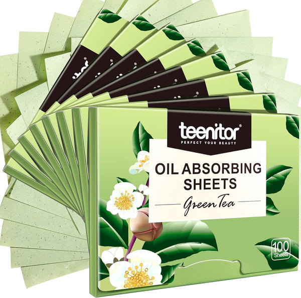 Teenitor Green Tea Blotting Paper, 800 Oil Absorbing Sheets for Oily Skin