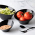 Plasticpro Disposable Angled Plastic Serving Bowls, Heavy Duty Round Snack or Salad Bowls, Elegant Black, Pack of 4