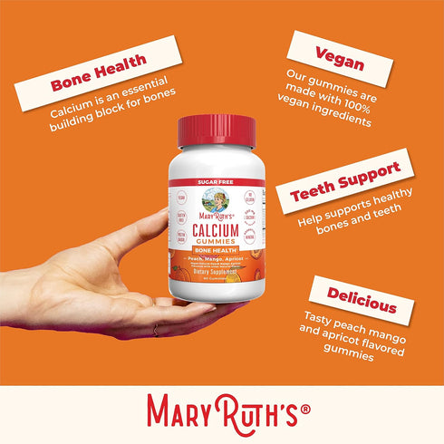 MaryRuth Organics Calcium Supplement | Sugar Free Calcium Gummies for Strong Bones, 60 Count