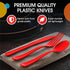 Exquisite Heavy Duty Red Plastic Knife, 50 Pcs BPA Free Disposable Cutlery for Parties