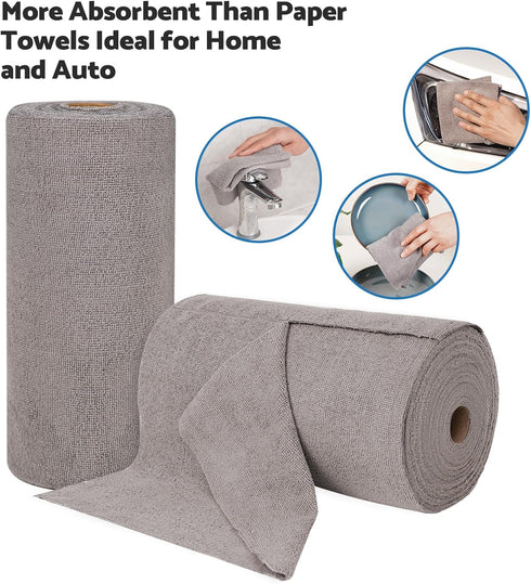 Reusable Microfiber Cleaning Cloths: 50 Pack Washable 12×12 Absorbent Rags for Kitchen, House, Car (Grey)