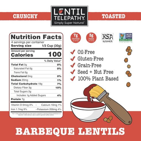 Pack, 4 oz 3 Pack Lentil Telepathy Sweet & Smoky Variety Snack Crunchy Lentil Snacks, Plant Based, Gluten Free
