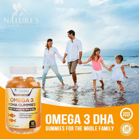 Omega 3 Fish Oil Gummies - Heart Healthy Omega 3 Gummy Supplement with High Absorption DHA & EPA, Extra Strength Joint
