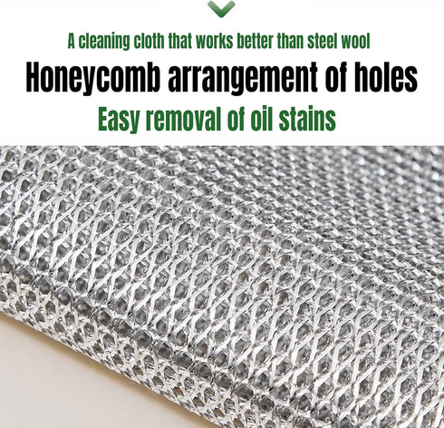 Zero Scratch Steel Wire Dishcloth, Double-layer Cleaning Cloth for Washing Dishes, Non-Scratch Scrubbing Pads, 10 pcs