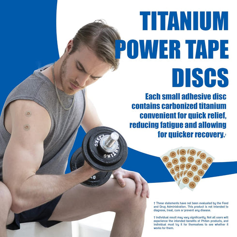 Phiten Titanium Power Tape Discs, Round Disc Shaped Athletic Tape, 70 Pieces