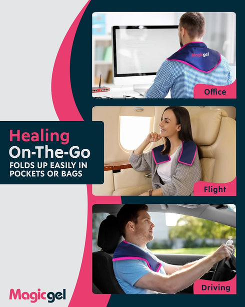 Magic Gel Neck Ice Pack - Reusable Cold Wrap for Neck, Shoulders, Back - Soft Flexible Freezer Pack for Icing