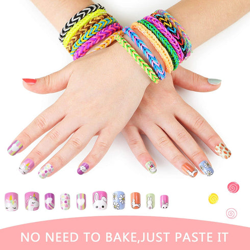 JANYUN 48 Pcs Stick on Nails for Kids - Fake Nails for Girls, Lovely Children Gift Nail Art Decoration