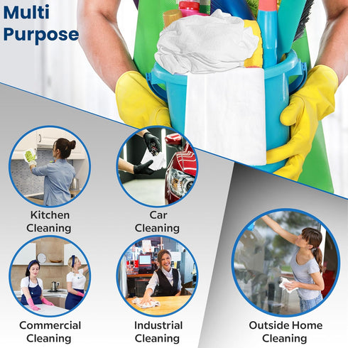 New Lint Free Rags, 100% Cotton for Cleaning, Soft Cloth T-Shirt Material, 75 Pack (18"x18")