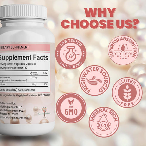 Pearl Powder Supplement for Skin Health - Anti-Aging, Antioxidant & Collagen Production - Supports Healthy Eyes, Hair &