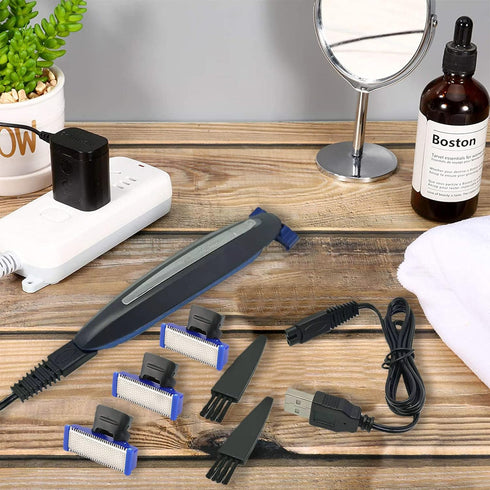 LINMEI Shaver Charging Cable and Replacement Heads, Compatible with Microtouch Solo Mens Shaver (4 Blades & 1 USB Cable)