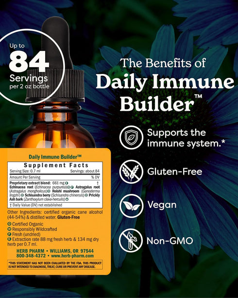 Herb Pharm Daily Immune Builder Herbal Immune System Defense, 2 Ounce