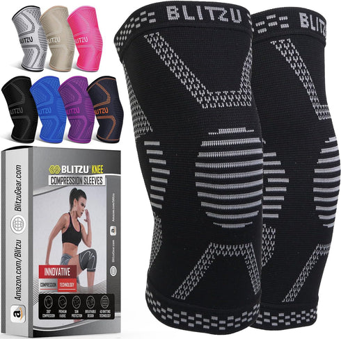 BLITZU Knee Compression Sleeve for Men & Women – Joint Pain Relief, Arthritis, ACL, Meniscus Tear Recovery (X-Large,