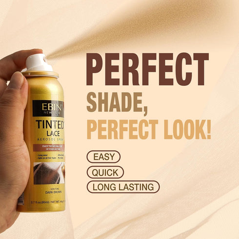Tinted Lace Aerosol Spray, Medium Brown, Quick Dry, Water Resistant, Natural Look