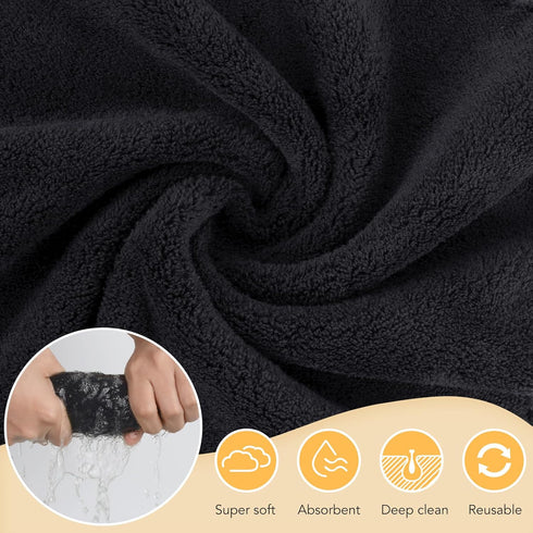 SUNLAND Microfiber Face Cloth, Reusable Makeup Remover Facial Cleansing Towel, 12 Pack Black