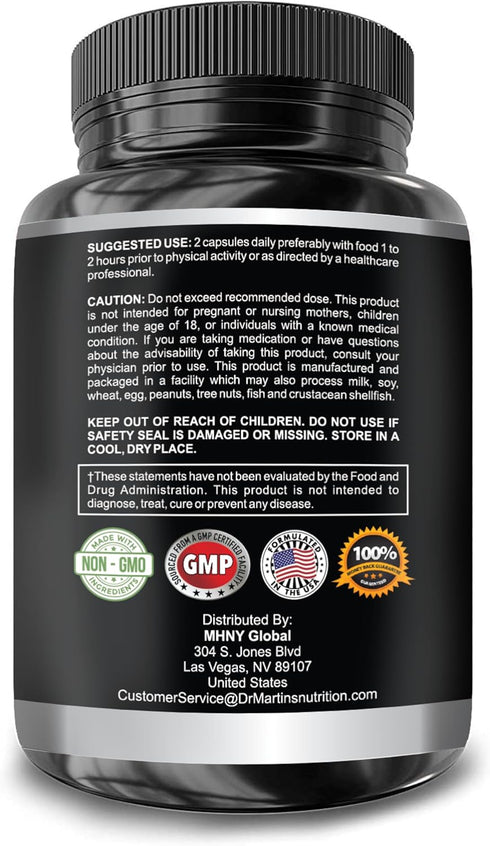 Super Strength Horny Goat Weed 1590 mg, 120 Capsules with Maca, Arginine & Ginseng, Joint Health