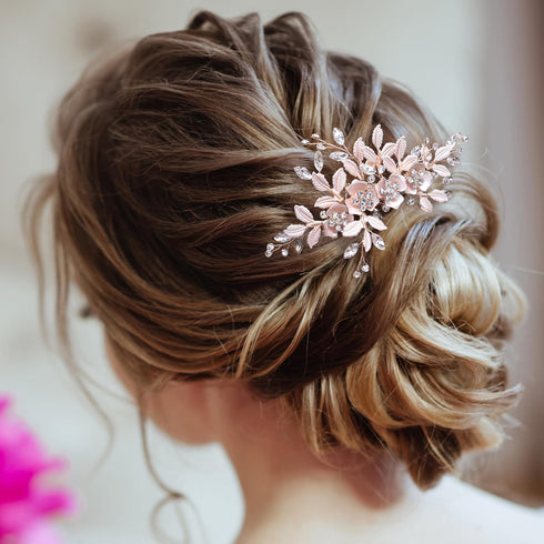 Oriamour Wedding Side Combs Handmade Bridal Hair Pins Set of 3 Rhinestone Bridal Comb Flower Clip