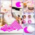 MotBach 100 Pcs 3g Empty Plastic Containers with Lids, Tiny Makeup Sample Containers, Pink Round Jars