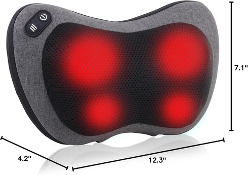 Shiatsu Neck and Back Massager with Heat - Deep Tissue Massage Pillow for Neck, Back & Shoulders Pain Relief, Ergonomic