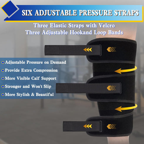 Hiball Adjustable Calf Brace for Men Women, Lower Leg Compression Wrap, Calf Compression Sleeve with Six Nylon Buckle