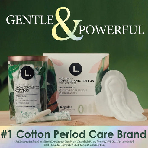 Multipack, 36 Count L. Tampons, Made with Organic Cotton, Super/Super Plus Absorbency, Made Without Synthetic
