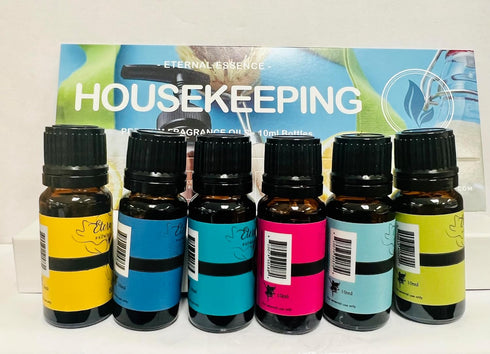 Housekeeping Gift Set of 6 Premium Fragrance Oils - Clean Cotton, Lemon Blossom, Ocean Breeze, 10ML