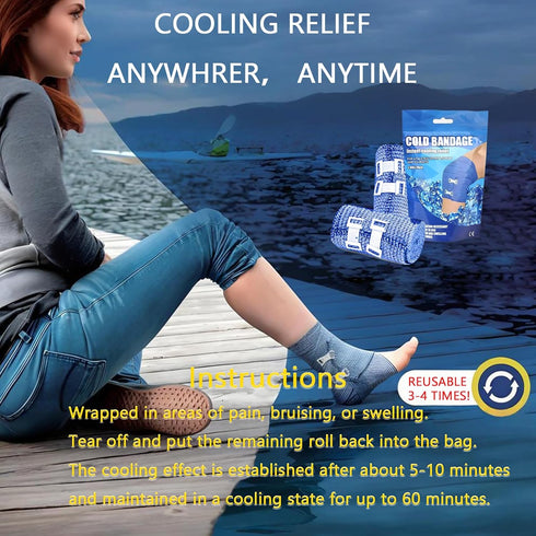 Yehenarn Needed,Reusable,Immediate (2.95in*125.98in) Ice Tape, Athletic Tape, Instant Cold Compression Tape Wrap, Self