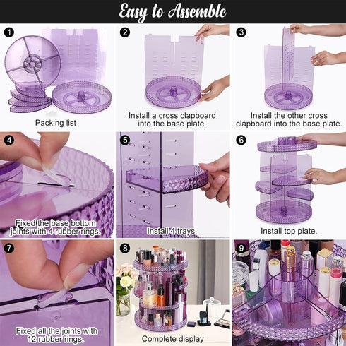 Makeup Organizer 360 Degree Rotating Cosmetic Storage Organizer, Large 7 Layers Acrylic Make Up Organizer for Vanity,