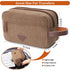Mactso Mens Travel Toiletry Bag, Canvas Leather Cosmetic Makeup Organizer with Double Compartments (Coffee)