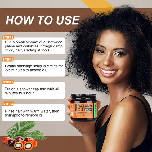 WEEMOTD 100% 2 oz Batana Oil for Hair Growth Dr Sebi, Raw Organic Batana Hair Mask from Honduras, Wild Growth Hair Oil