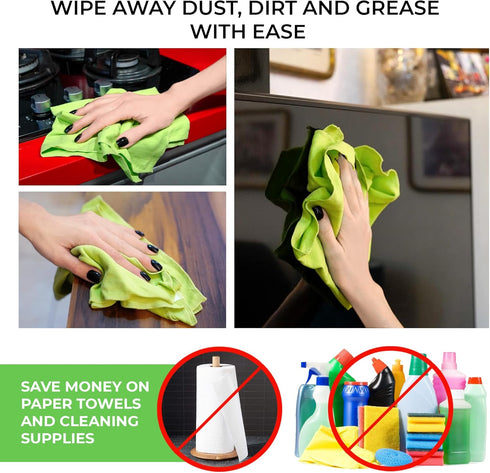 TiLO Microfiber Cleaning Cloth – 19 x 13-inch Ultra-Absorbent Reusable Polishing Cloth for Dust and Dirt (Green)