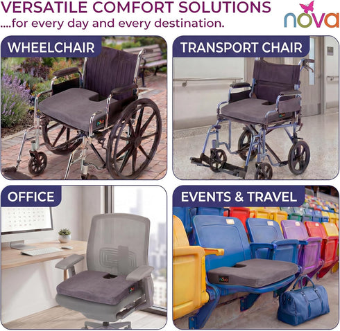 (2655C) NOVA Medical Products Comfort Seat Cushion, Memory Foam Coccyx Cushion for Office Chair, Car, Wheelchairs