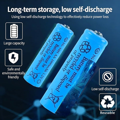Svenirven 4 Pack 1.2V 2000mAh Rechargeable AA Battery NiMH Double A Batteries Pre-Charged Low Self Discharge for Solar