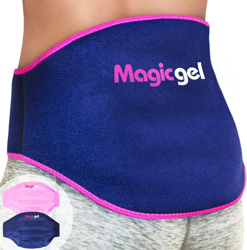 Magic Gel Ice Pack for Back Pain Relief, 2 Pack Lower Back Wrap for Hot or Cold Therapy