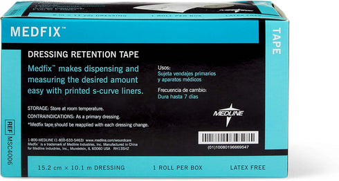Medline MedFix Dressing Retention Tape, 6" x 11 yd, Secures Primary Dressings
