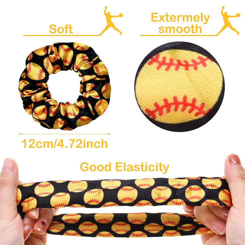 WILLBOND 20 Pcs Sport Hair Scrunchies | Elastic Silk Satin Scrunchies for Women | Ponytail Holder for Player Team