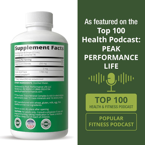 Ultra High Purity Trace Minerals Liquid Drops for Water. Ionic Plant Based Fulvic Trace Mineral Drop Supplement +