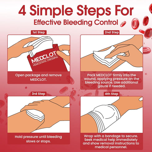 MEDCLOT 12/2029 5ft clotting Gauze Z-Fold Quick Clotting Hemostatic Dressing Stops Bleeding Fast Hemostatic Gauze