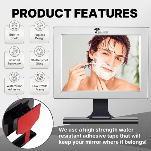 ToiletTree Products Fogless Shower Mirror with Squeegee, Adjustable Anti-Fog Bathroom Mirror