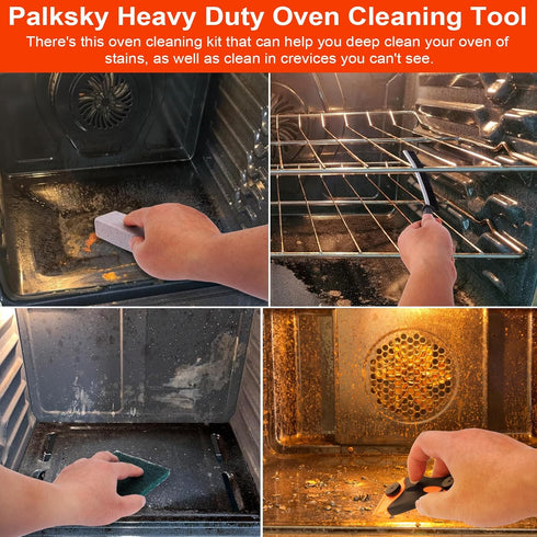 Palksky Heavy Duty Oven Cleaner Tools, Oven Cleaning Accessories, Oven Cleaning Kit with Crevice Cleaning Brush, Razor