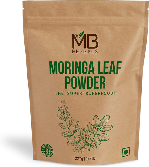 MB Herbals Moringa Leaf Powder 8 oz (227g / 0.5 LB) | 100% Pure Moringa Powder | Antioxidants, Calcium, Iron