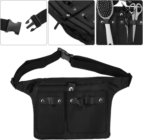 VOCOSTE Barber Hair Stylist Waist Belt, Canvas Tools Storage Apron Belt for Hairdressers, Black