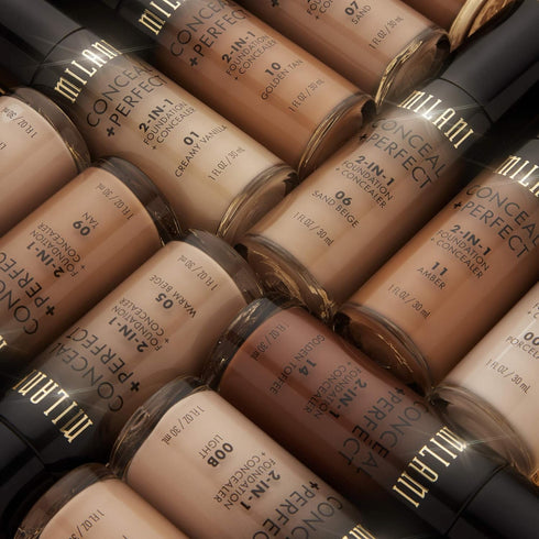 Milani Conceal + Perfect 2-in-1 Foundation + Concealer – Flawless Complexion, Under Eye Corrector, Waterproof, Creamy
