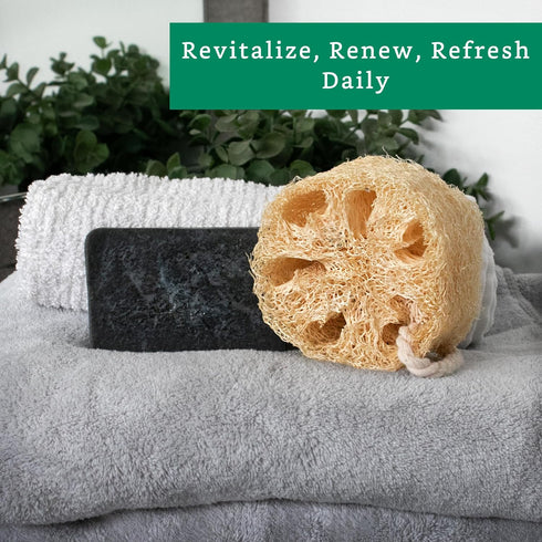 Natural Loofah Exfoliating Sponge (4 Pack) - Biodegradable Loofa Body Scrubber
