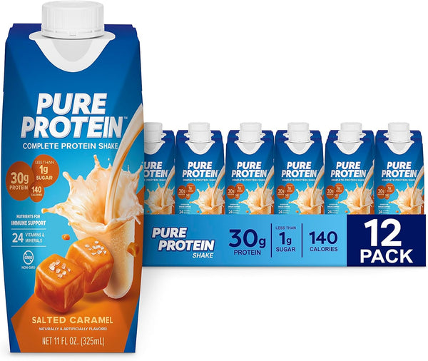 Salted Caramel Shake, Ready to Drink Keto-Friendly, Vitamins A, C, D, E Plus Zinc, 11 Oz, 12 Count