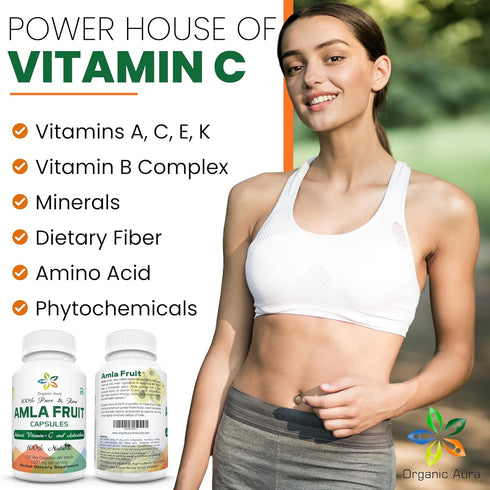 AMLA Capsules - 1000mg per Serving, 120 Veg Capsules - Natural Vitamin C & Antioxidants, Raw Whole Superfood