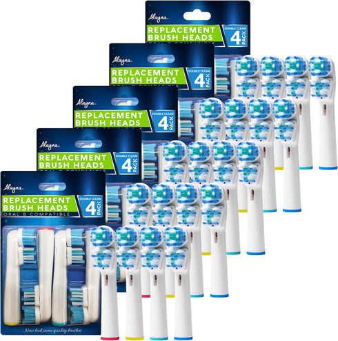 Replacement Brush Heads for OralB Braun - Best Double Clean, 20 Pack for Electric Toothbrushes, Adults & Kids