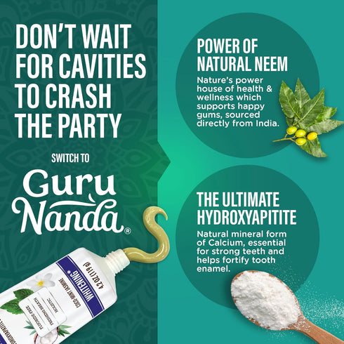 GuruNanda Daily Oral Care Bundle Hydroxyapatite Toothpaste & Coconut Oil Pulling Mouthwash for Stronger Teeth & Happier